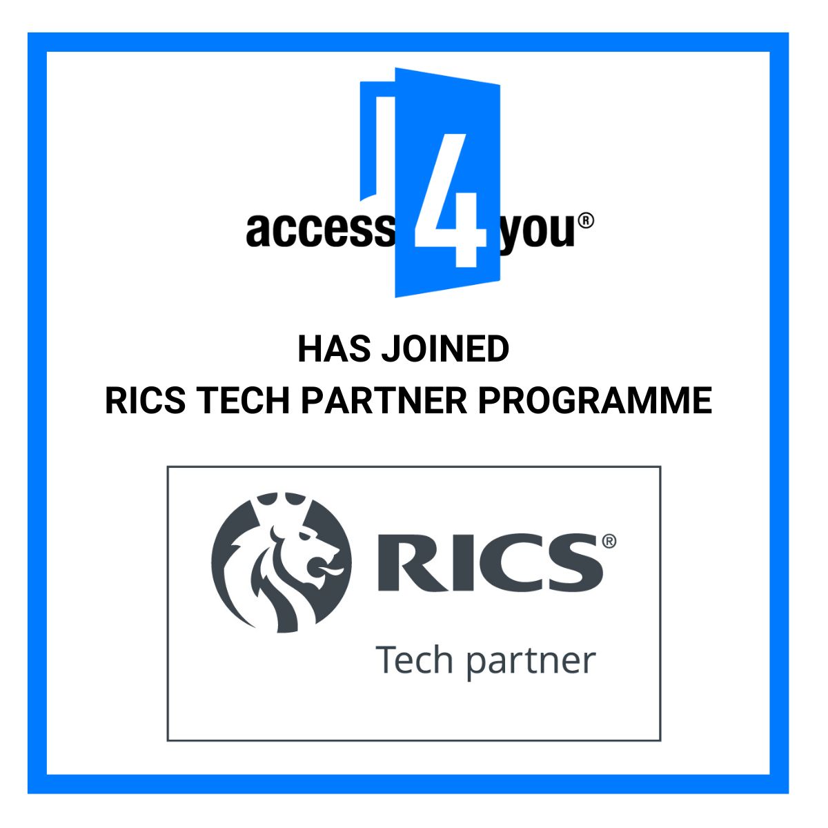 On a white background we see the logo of Access4you and RICS. Text in between them reads 'has joined RICS Teach Partner Programme'